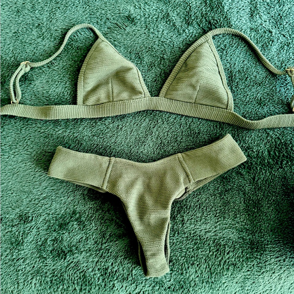 Montce Swim Green Rib Bikini Top & Bottom